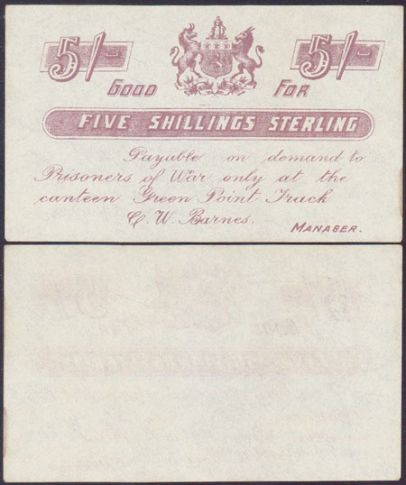 1899-1902 South Africa 5 Shillings (POW-Red) aUnc L001336